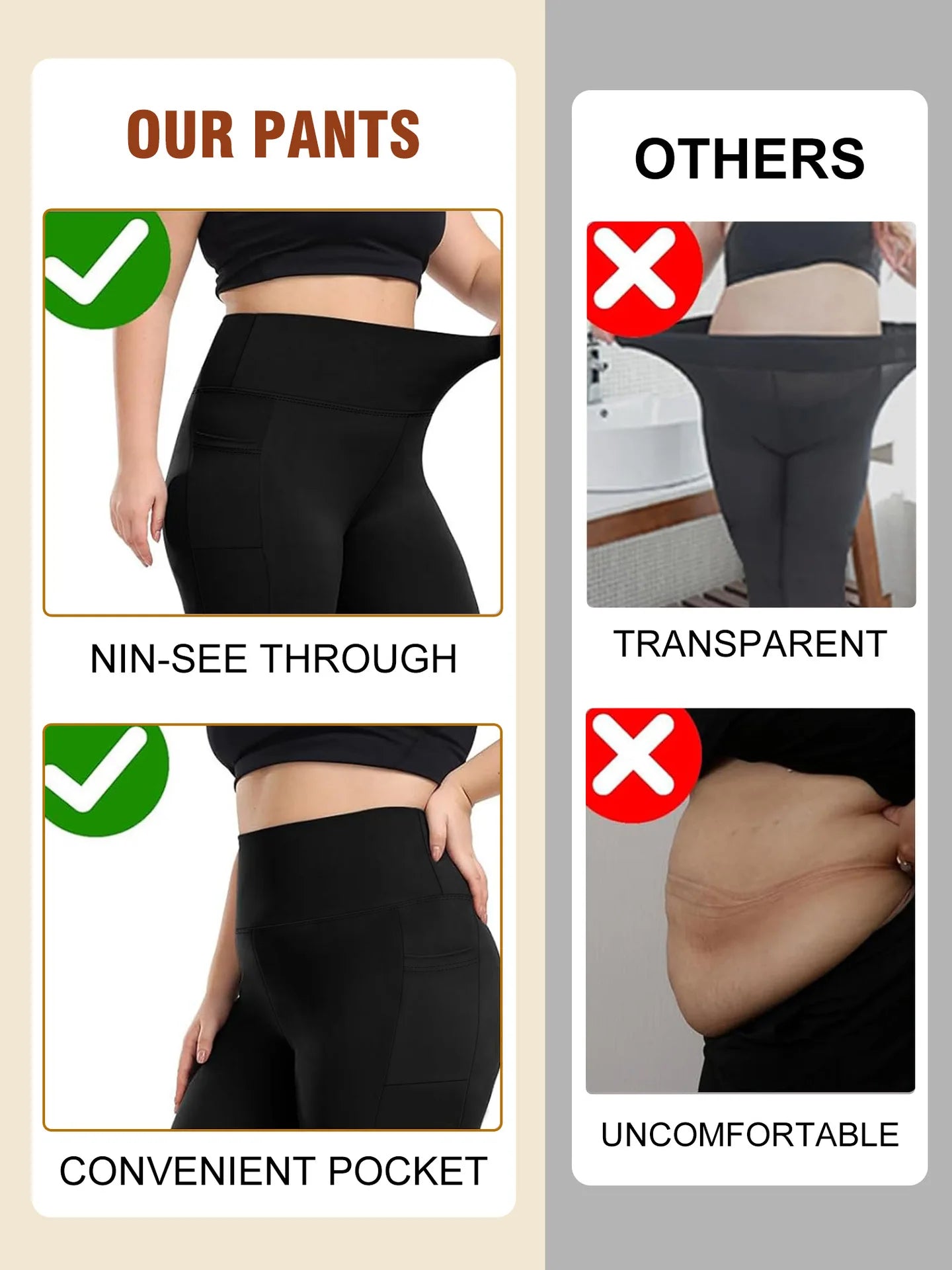 Women's High-Waisted Yoga Pants Plus Size Butt-Lifting Workout Leggings with Pockets Elastic Activewear for Gym & Running