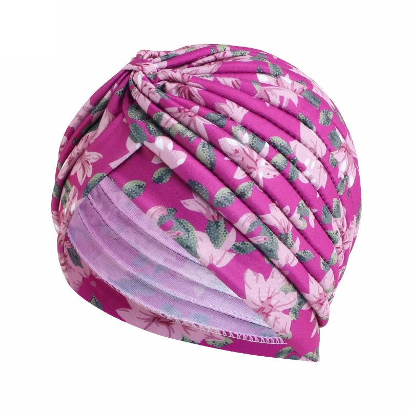 New Women Print Flower Knot Cancer Ruffle Chemo Hat Beanie scarf Turban Head Wrap Knitted Cap Hair Loss Accessories