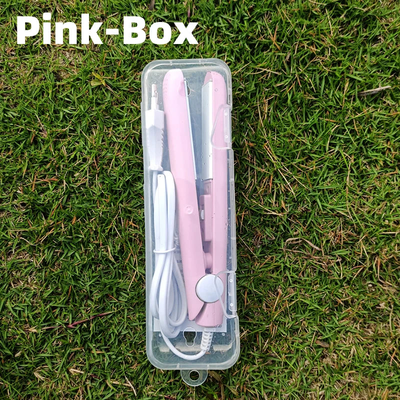 3 in 1 Hair Iron High Quality flat iron Straightening hot comb mini professional hair straightener & Curling Iron Styling Tools Pink-Box