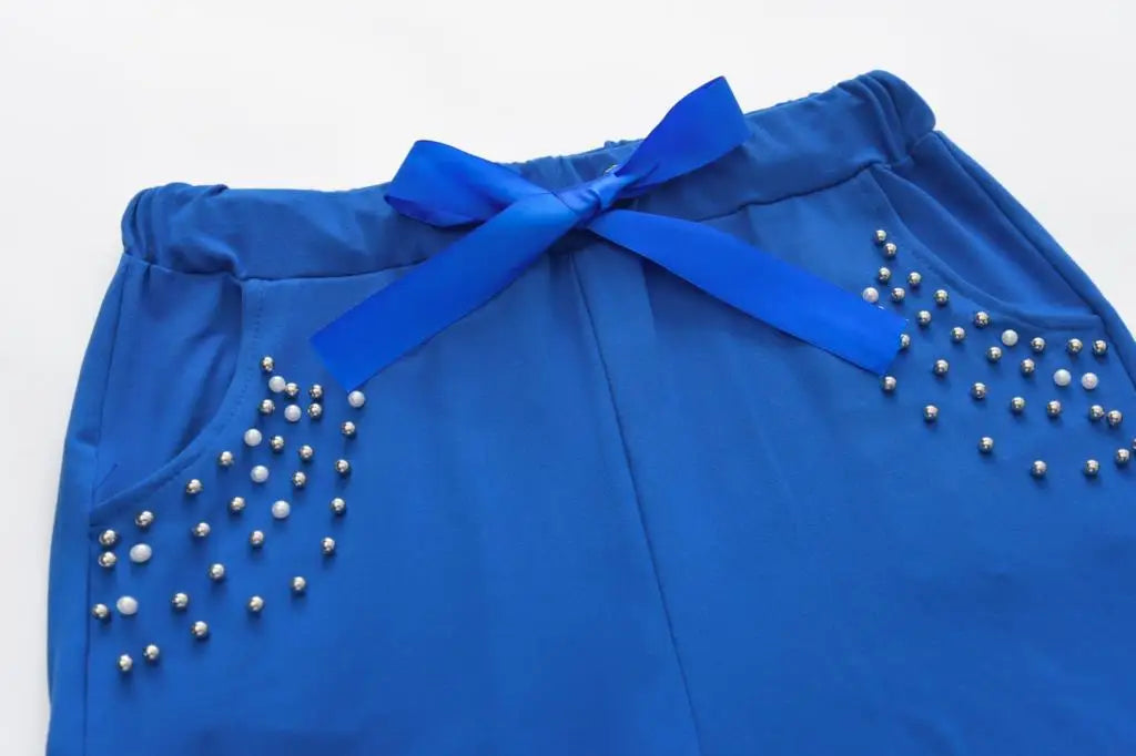2 Pieces Set Women Europe Fall 2022 Outfit Sexy Nail Bead Pure Color Round Collar Long Suit Sports Set Dropshipping ZXP9596
