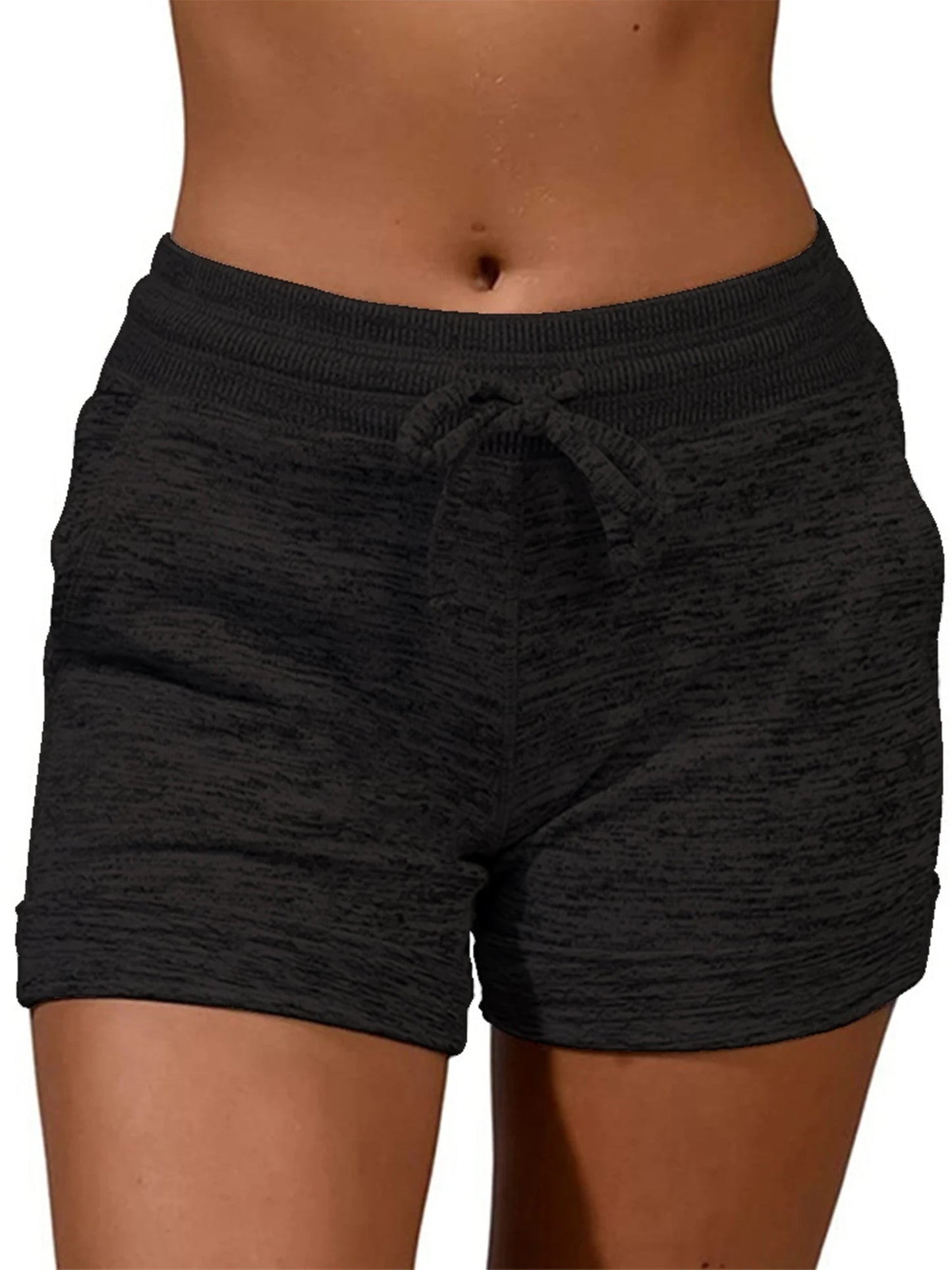 Womens Solid Elasticated Waist Shorts PLUS SIZE OVERSIZED Ladies Summer Yoga Gym Fitness Jogging Hot Pants Sweatpants Clothing black