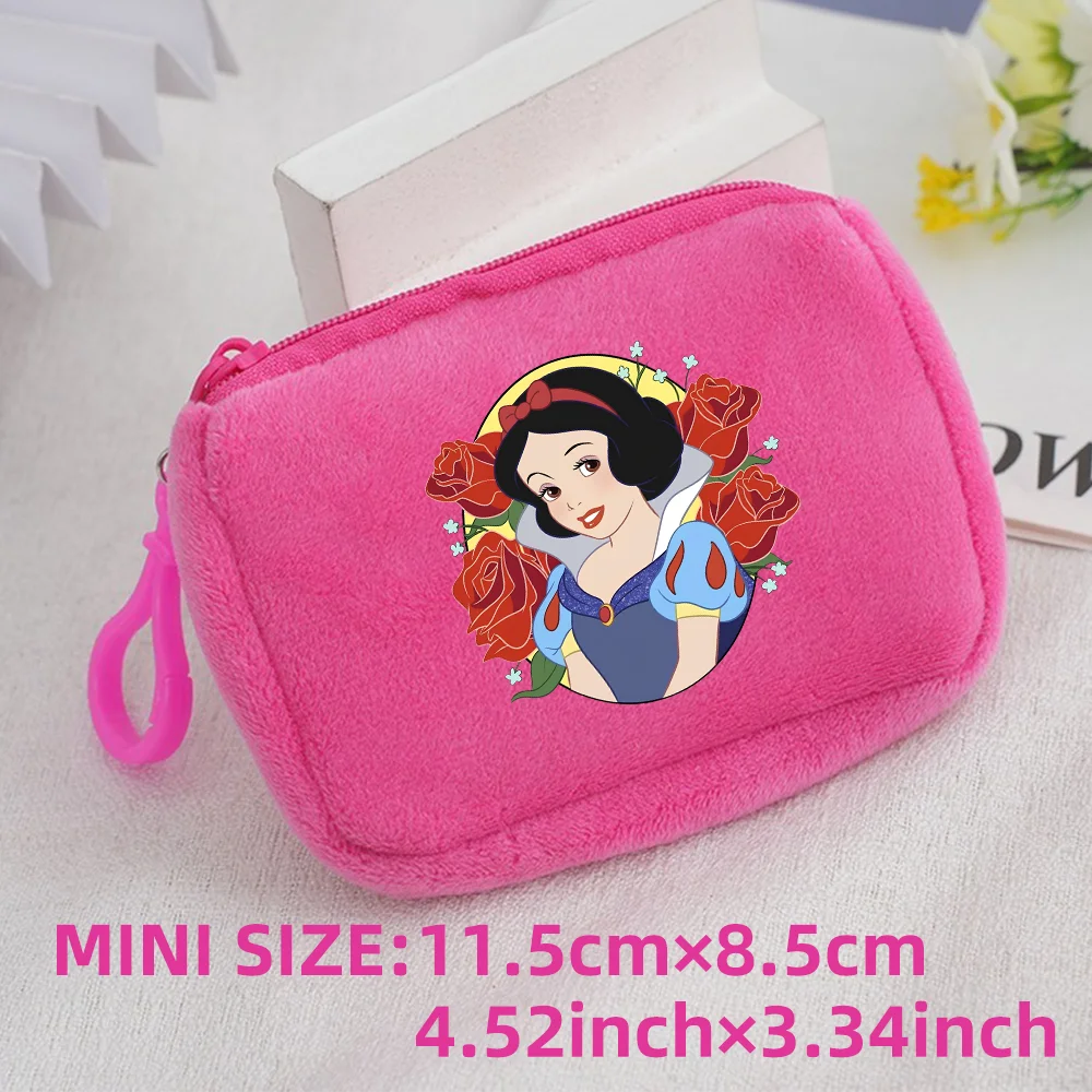Princess Disney Kids Anime Plush Coin Purse Girls Mini Wallet Printed Moneybag Kawaii Square Portable Storage Bag Birthday Gifts 1pcs-029