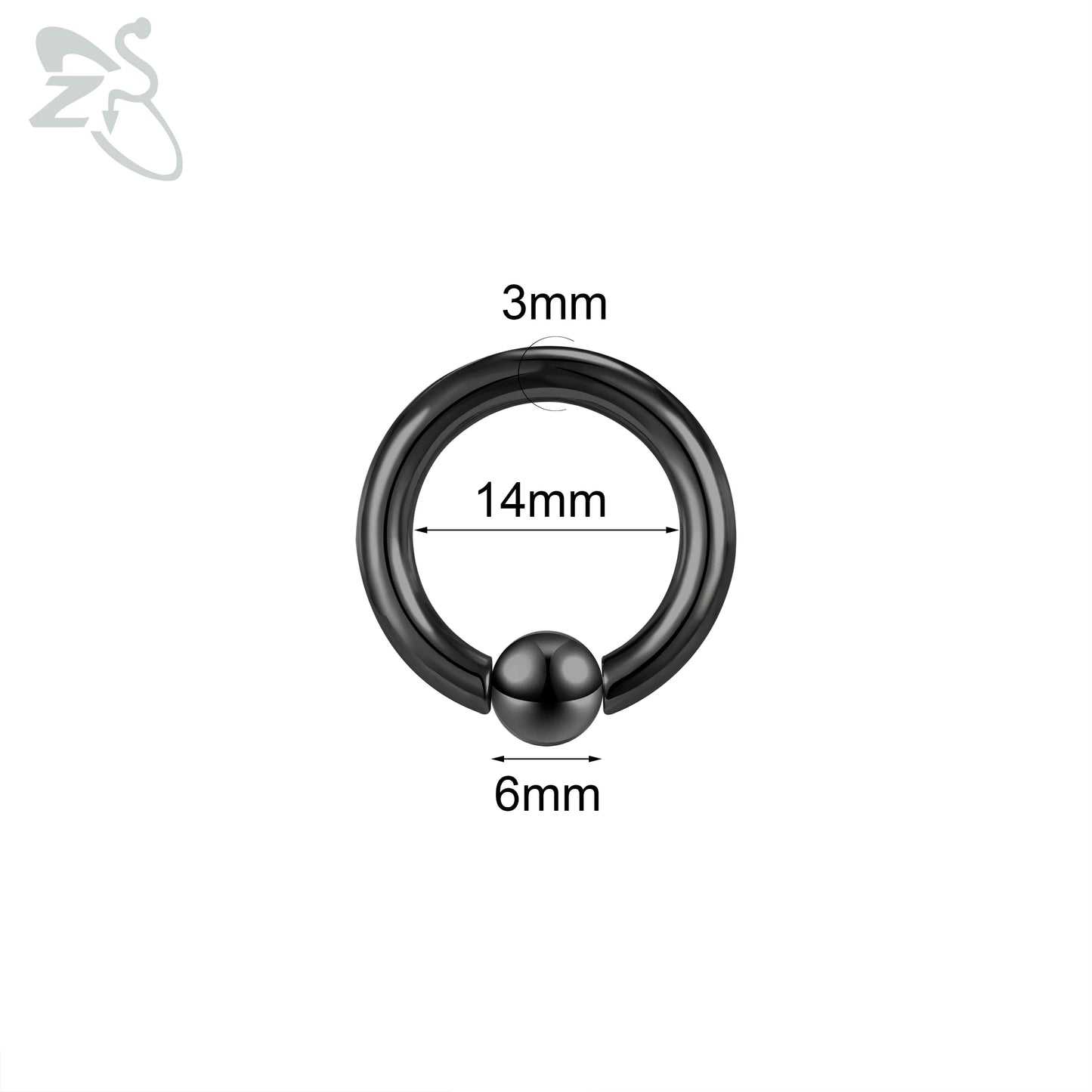 ZS 1 Piece 2/4/6/8G Black Color Stainelss Steel Horseshoe Nose Ring Men Punk Large Gauge Piercings Ear Expander Septum Piercing Style 15