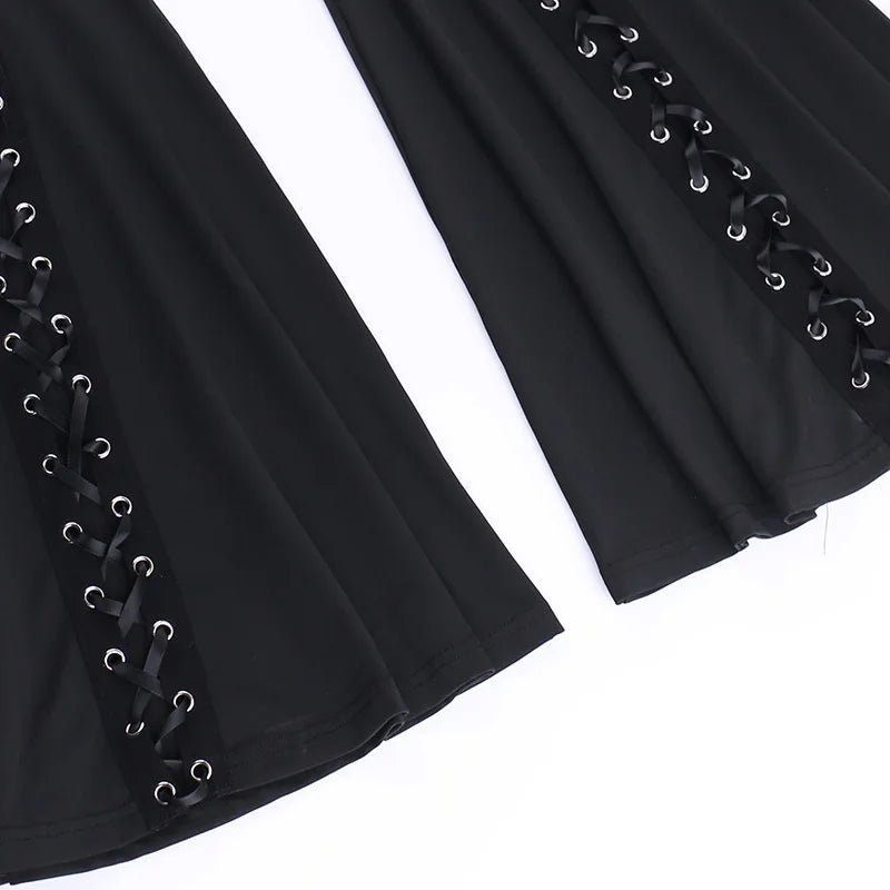 Y2K Summer Cross-band Strap Art Micro-flare Casual Pants Metal Buckle Decoration Personal Pants Women Versatile Sexy Slim Pants