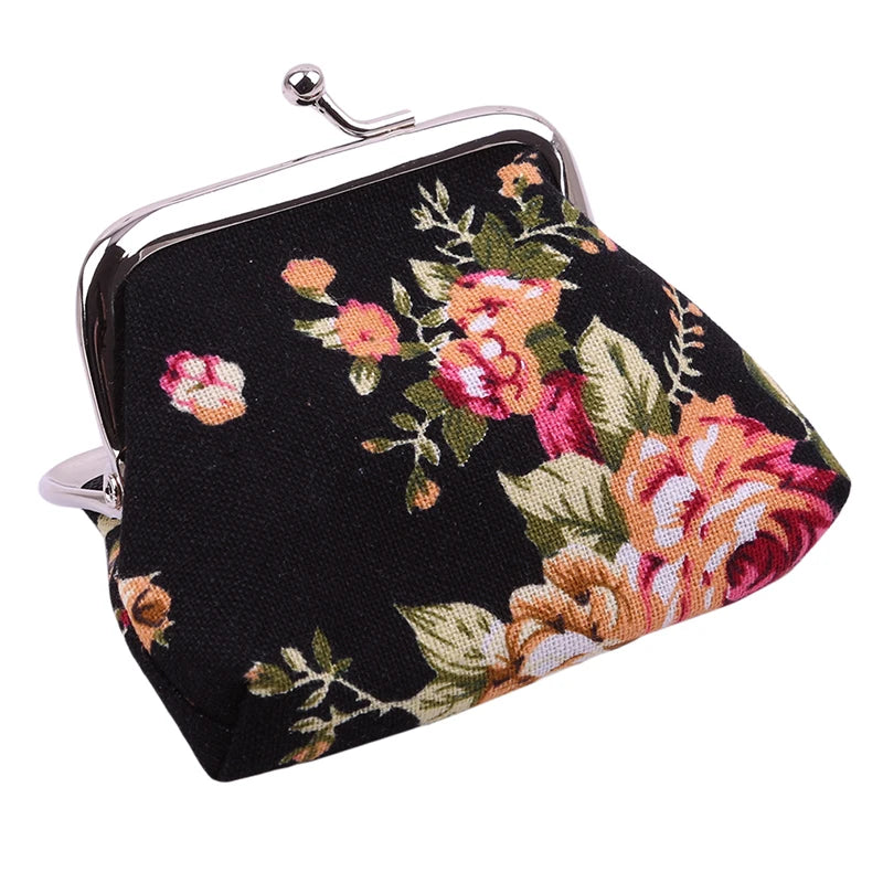 Naivety Hasp Coin Purse Lady Vintage Flower Clutch Bag 2024 New Women Retro Small Fresh Wallet High Quality Good Gift Floral Bag Black