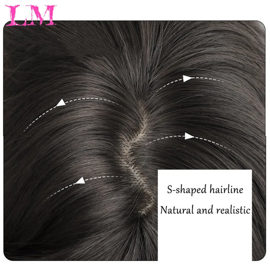 LM Long Silky Straight Synthetic Wigs with Bangs Black Cosplay Party Lolita Hair Wigs for Women Natural Heat Resistant Wig