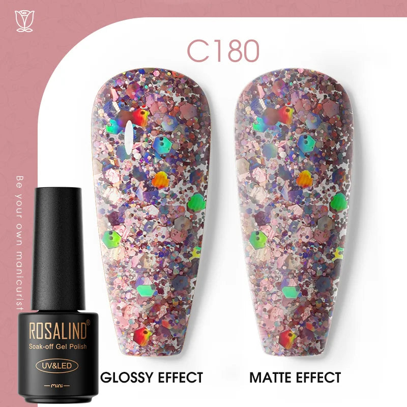 ROSALIND Hot-sale Bottle Gel Nail Polish Vernis Semi Permanent Primer Top Coat Bright Classic For Nail Art Design LED/UV Lamp C180