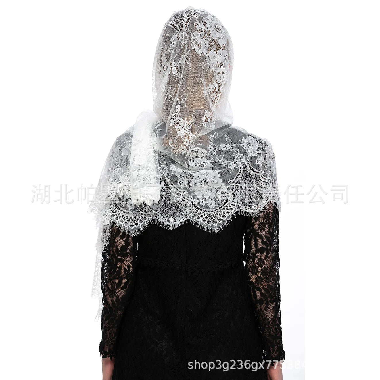 Mantilla Veil Long Length Lace Breathable Lightweight Soft for Wedding Church Ceremony Muslim Wedding Compatible with Wedding