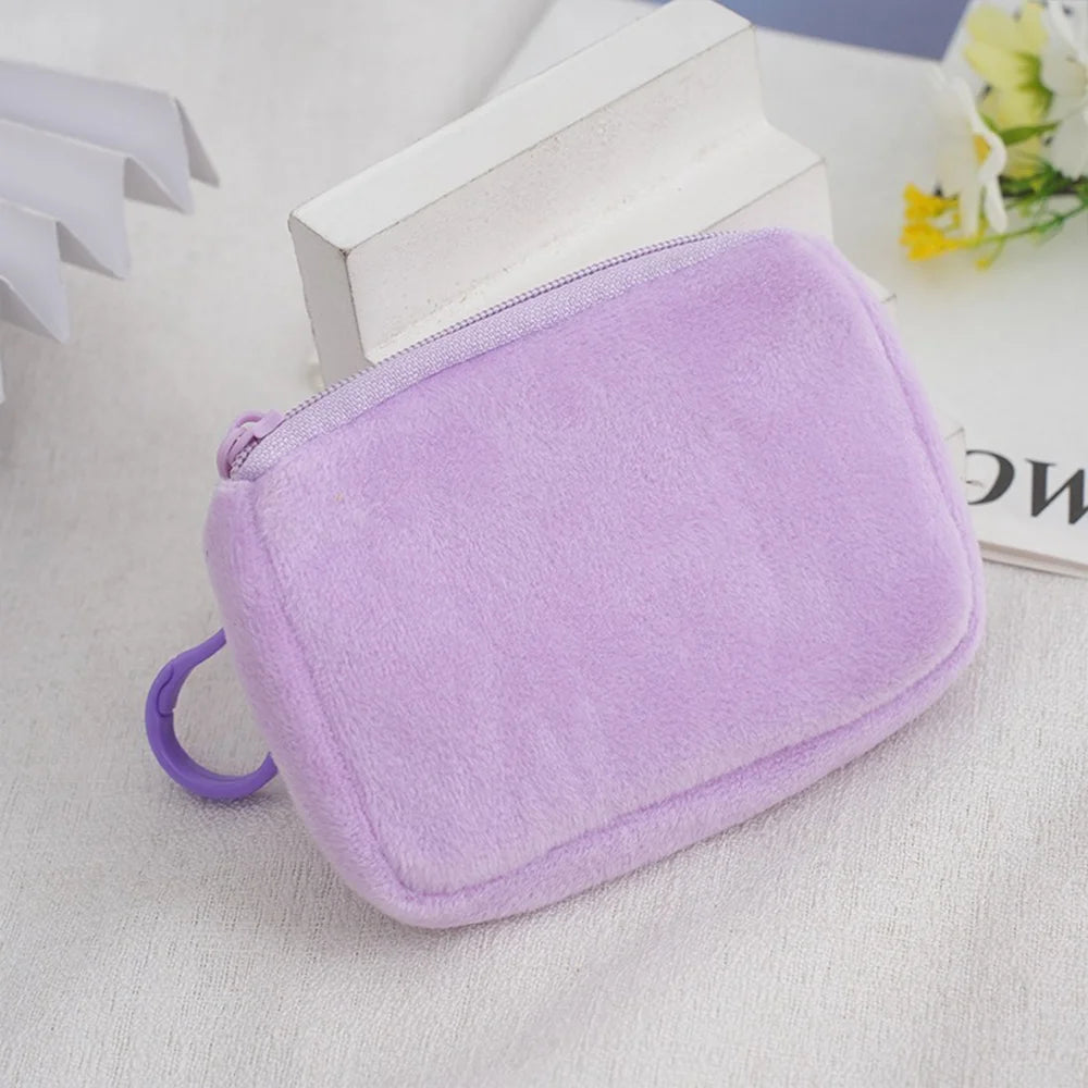 Princess Disney Kids Anime Plush Coin Purse Girls Mini Wallet Printed Moneybag Kawaii Square Portable Storage Bag Birthday Gifts