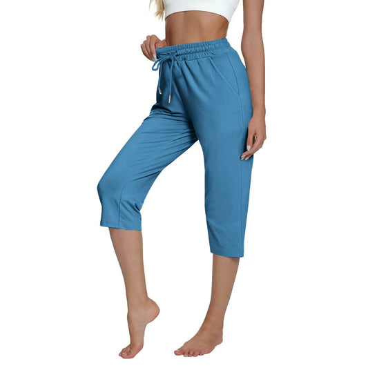 Solid Color Simple Classic Cropped Capris Pants For Women Summer Fashion Slimming Daily Versatile Sports Elastic Short Pants