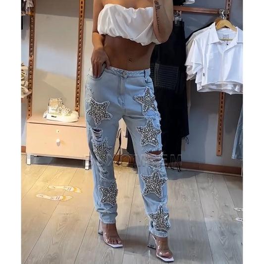 2025 Wide Leg Loose Jeans Female Streetwear Style Fashion Baggy Pants Women's New Stylish Full Length Straight Pant Outwear