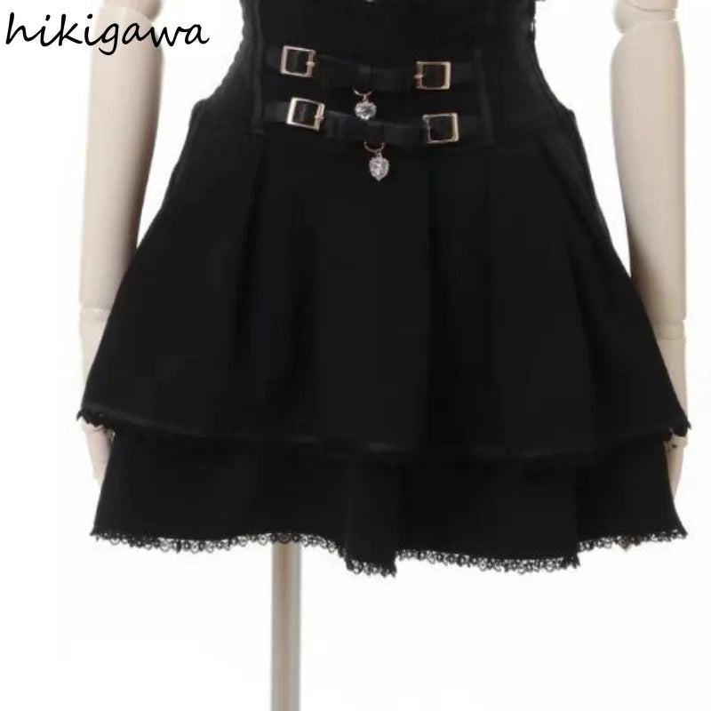 Y2k Skirts for Women High Waist A-line Jupe Fashion Japanese Summer Cute Saia 2025 Faldas Mujer De Moda Bow Sweet Mini Skirt