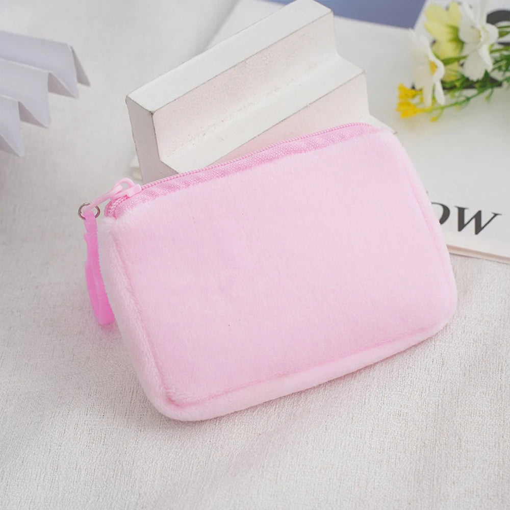 Princess Disney Kids Anime Plush Coin Purse Girls Mini Wallet Printed Moneybag Kawaii Square Portable Storage Bag Birthday Gifts
