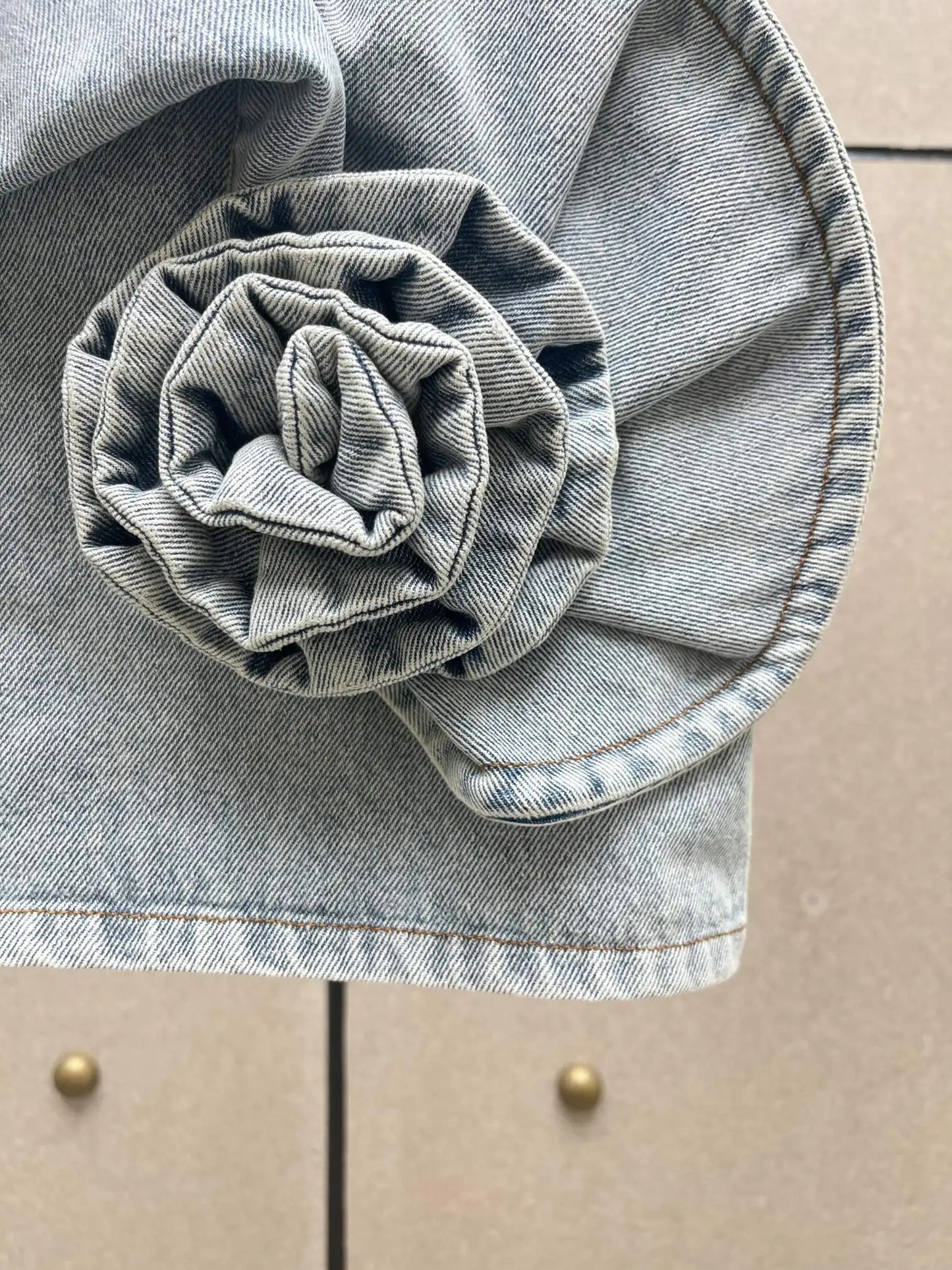 Rose Decoration Low Waist Women's Denim Skirt Y2K Temperament High Street Mini Half-body Skirt 2025 Summer New