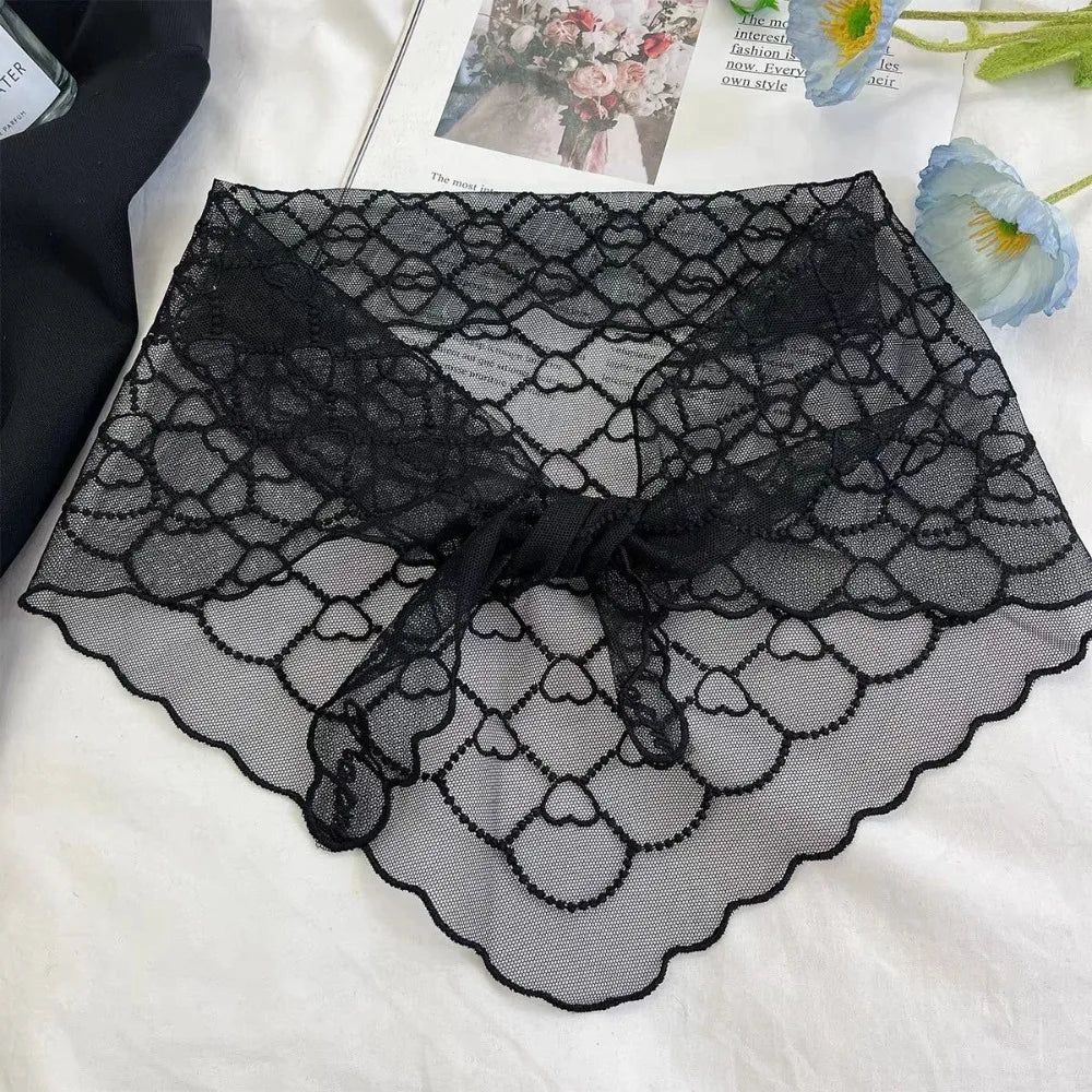 Sweet Love Heart Lace Scarves Korean Style Neck Wrap Bandanas Shawl Headscarf Headband Triangle Hijab Scarf Gift