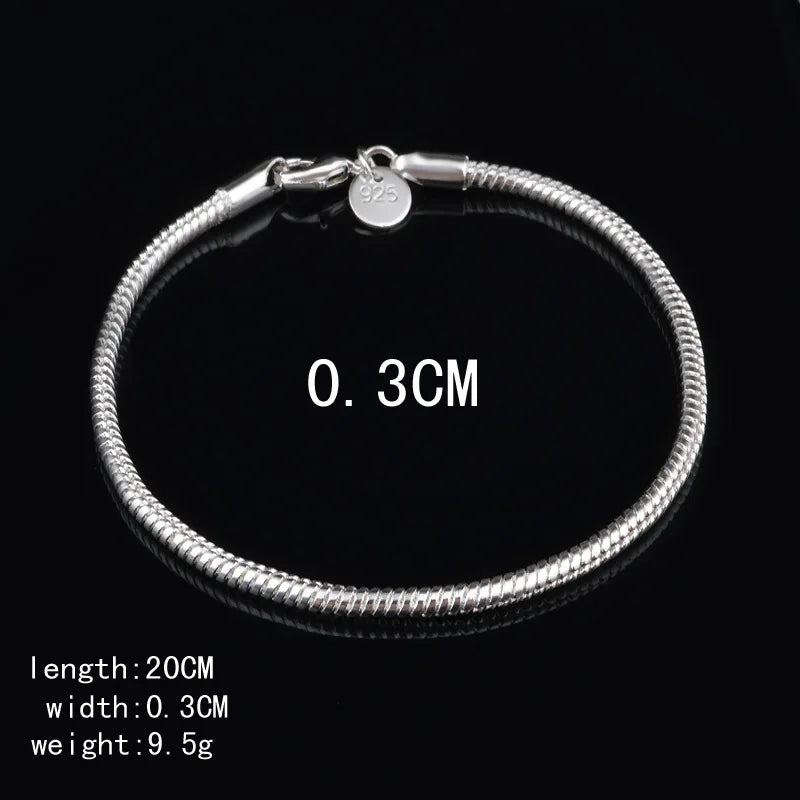 New High quality 925 Sterling Silver 4MM Women Men chain Male Twisted Rope Bracelets Fashion Silver Jewelry SL3MM