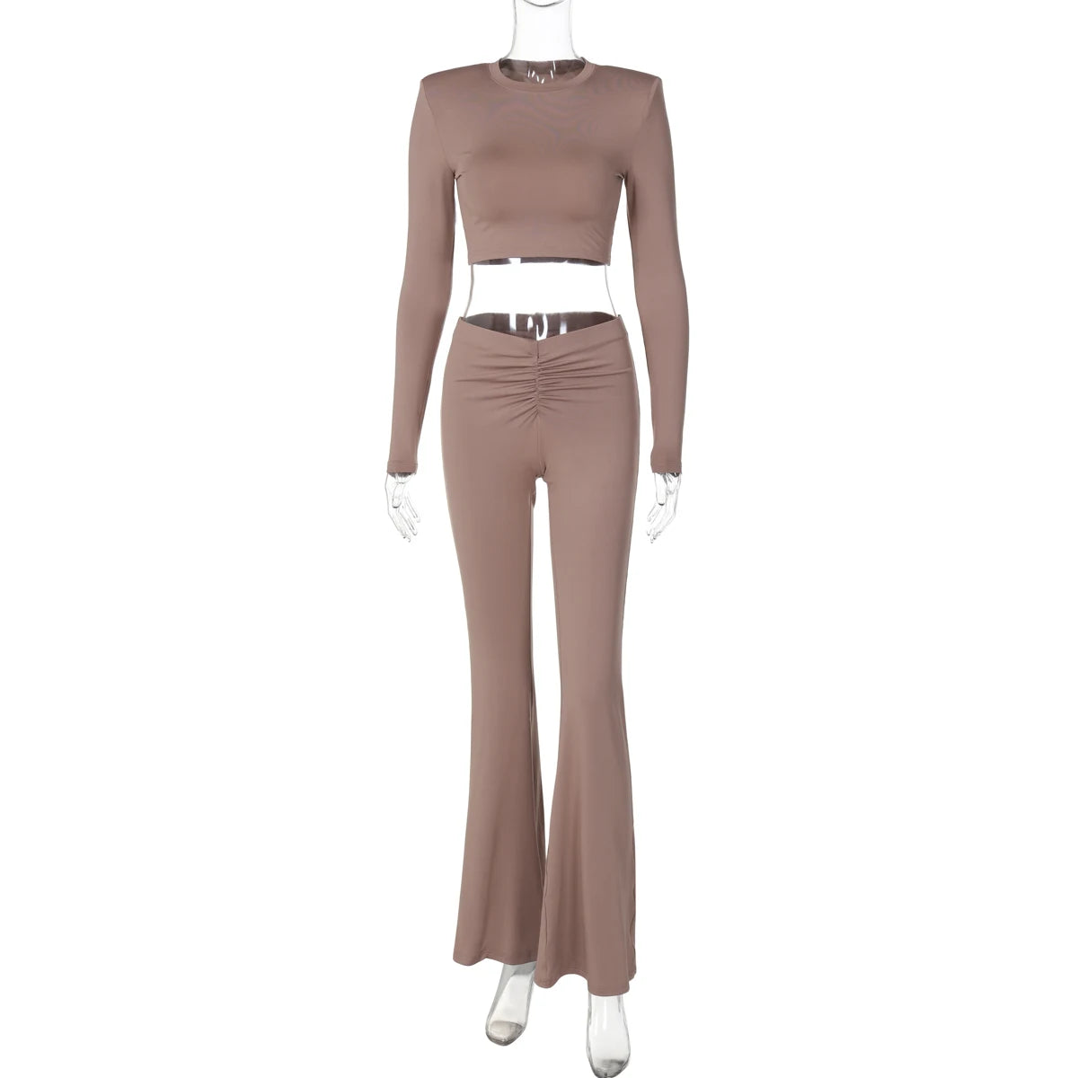 Hawthaw Women 2024 Spring Autumn Long Sleeve Crop Tops Long Pants Two Piece Matching Sets Outfits Wholesale Items For Business