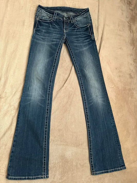 Gothic Embroidery High Waited Jeans Woman Street Harajuku Hip Hop Vintage Y2k Baggy Jeans Women Casual Black Jeans Pants Women