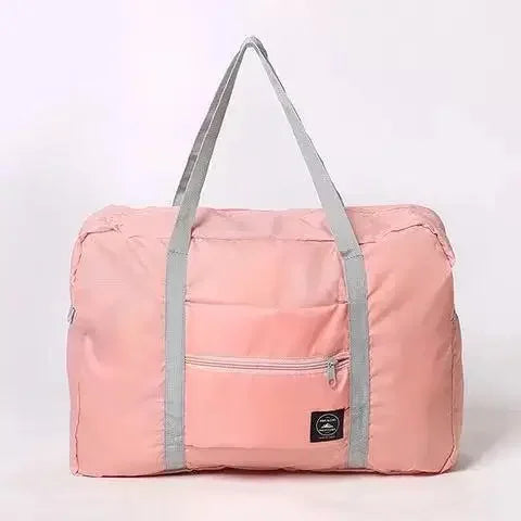 1-piece foldable travel bag, weekend travel bag, gym bag, suitable for airline carry on luggage bag, business travel storage bag Light Pink