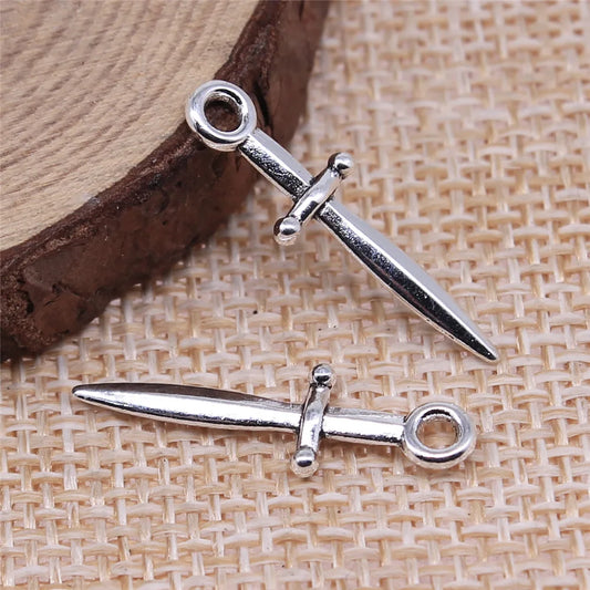 WYSIWYG 20pcs 24x8mm Antique Silver Color Sword Charms Pendant For DIY Jewelry Making Handmade Jewelry Craft Findings