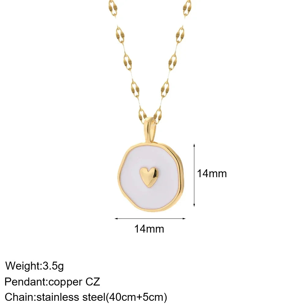 Heart Evil Blue Eye Sun Necklace for Women Cute Dog Bee Elephant Gold Color Pendant Woman's Collars Long Stainless Steel Chains NK008G2AC210152G2