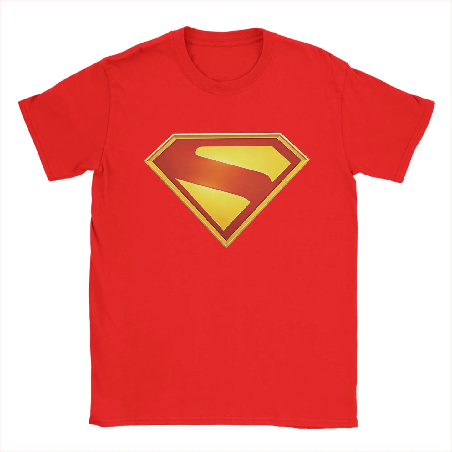 Supermans Logo Pure Cotton T-Shirt For Men's Beach Aesthetic T Shirts Round Neck Hipster Tees Oversized Custom DIY Clothes Red