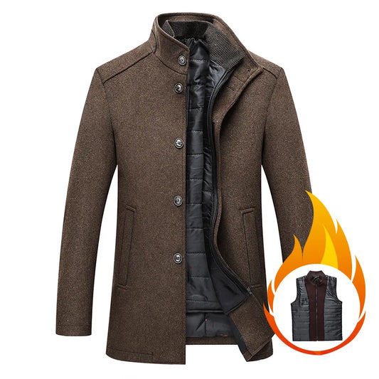 Slim Adjustable Vest Parkas Men Fashion Autumn Clothing Windproof Woolen Male Business Coat Men Brand Winter Warm Jacket Parkas