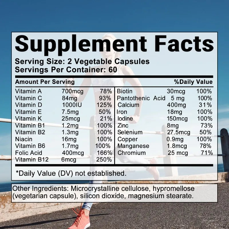 Women's Complete Vitamin Supplement for Joint Complex, Hair, Skin, Nails, Brain, Heart, Immune & Overall Health, 120 Capsules