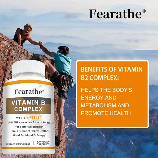 Vitamin B Complex Capsules, Containing Vitamins B1, B2, B3, B5, B6, B7, B9, B12, Help Enhance Energy and Immunity, Non-GMO