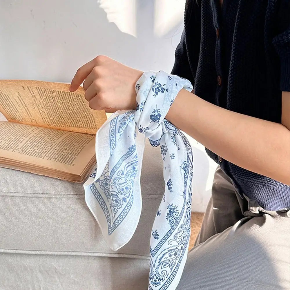 Fashion 58x58cm Hair Scarf Soft Breathable Headband Vintage All-match Silk Scarf
