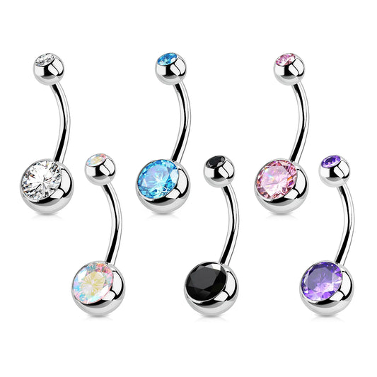 1PC G23 Titanium Crystal Gem Curved Barbell Rings Belly Button Navel Rings Piercings Nombril Ombligo Piercing Charming Jewelry Badiee Stylez