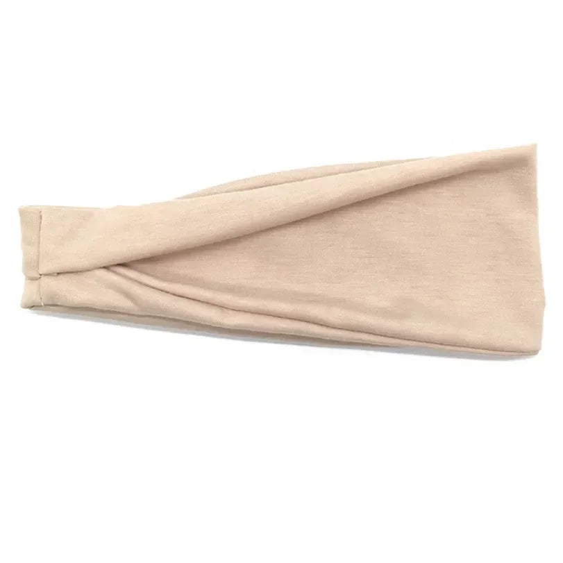 Women Headband Twist Cotton Sport Wide Turban Twisted Knotted Headwrap Girls Hairband Fashion Head Band Hair Accessories Champagne 10cm-22cm