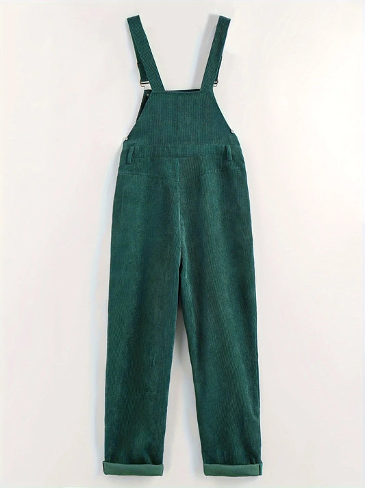 European and American fashion women's corduroy solid color casual long suspenders Badiee Stylez