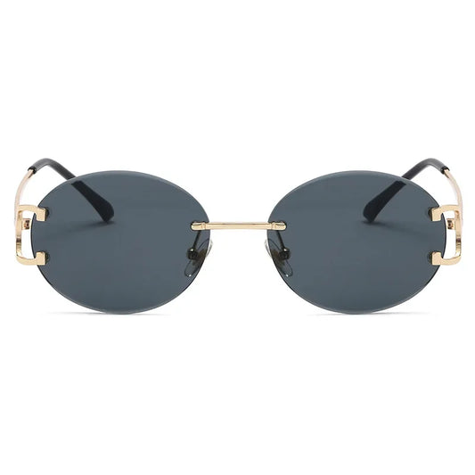 Trendy Sunglasses For Woman Summer Rimless Sunglass Oval Fashion Brand Designer Shades Pink Women's Sun Glasses UV400