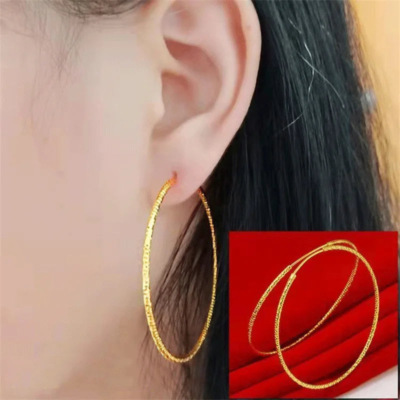 Senlissi - New Fashion 18k Gold Plated 925 Sterling Silver Women's Hoop Earrings 2.0mm Fashion Earring Rose Gold Cерьги Kольца 0