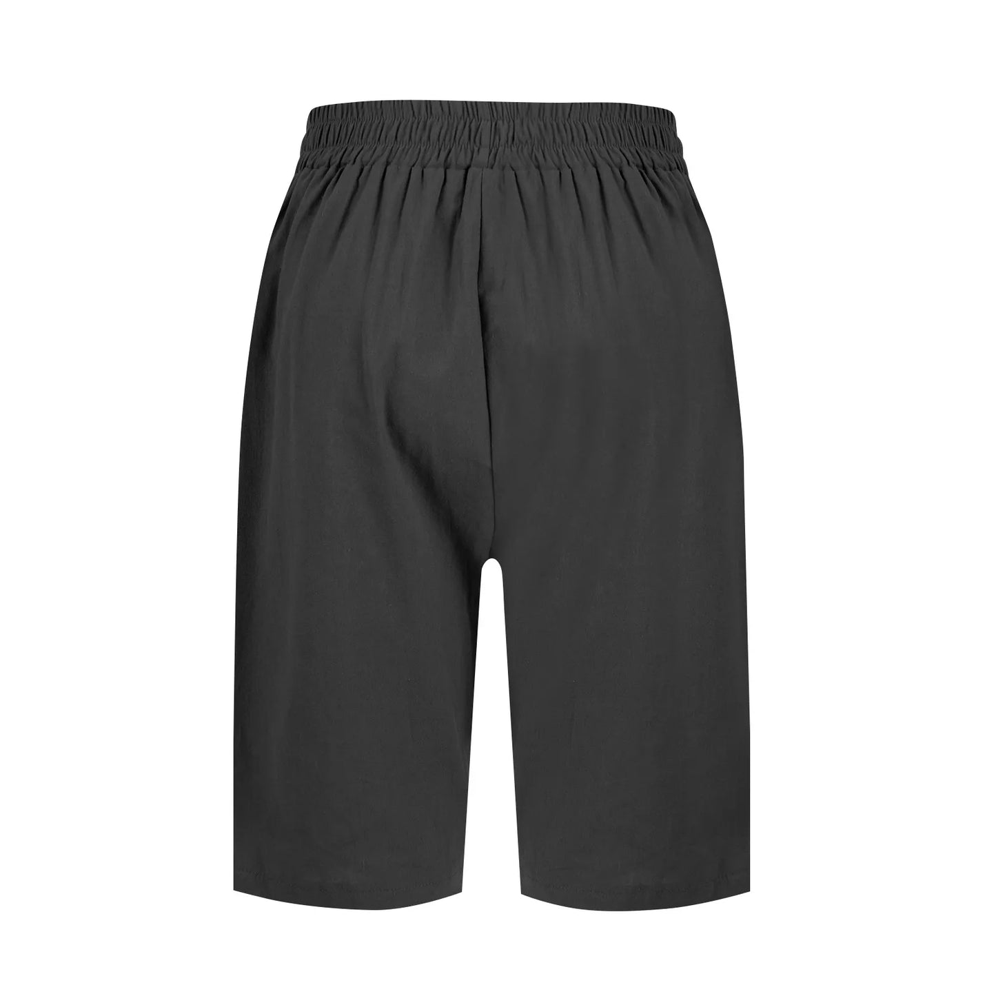 Womens Capris Cotton Linen Pants Drawstring Elastic Waist Pants Casual Cropped Trousers Daily Breeches Five Half Pants Pantalone