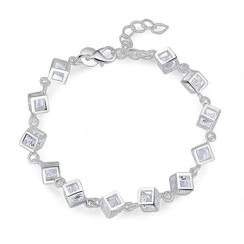 New High quality 925 Sterling Silver 4MM Women Men chain Male Twisted Rope Bracelets Fashion Silver Jewelry H241