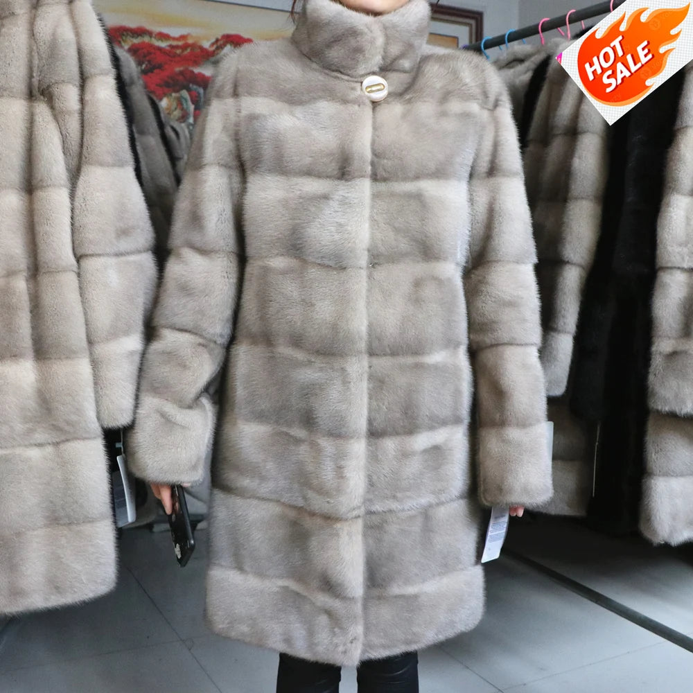 Fancy Rani Real Mink Fur Coat Natural Women Winter Long Leather Jacket Luxury Female Clothes 2023 Mink Fur Coat Women Promotion Badiee Stylez