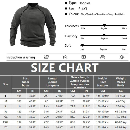 Male Hoodie Autumn Winter Warm Solid Color Stand-up Collar Outdoor Breathable Tactical Mens Gym Sport Tops Badiee Stylez