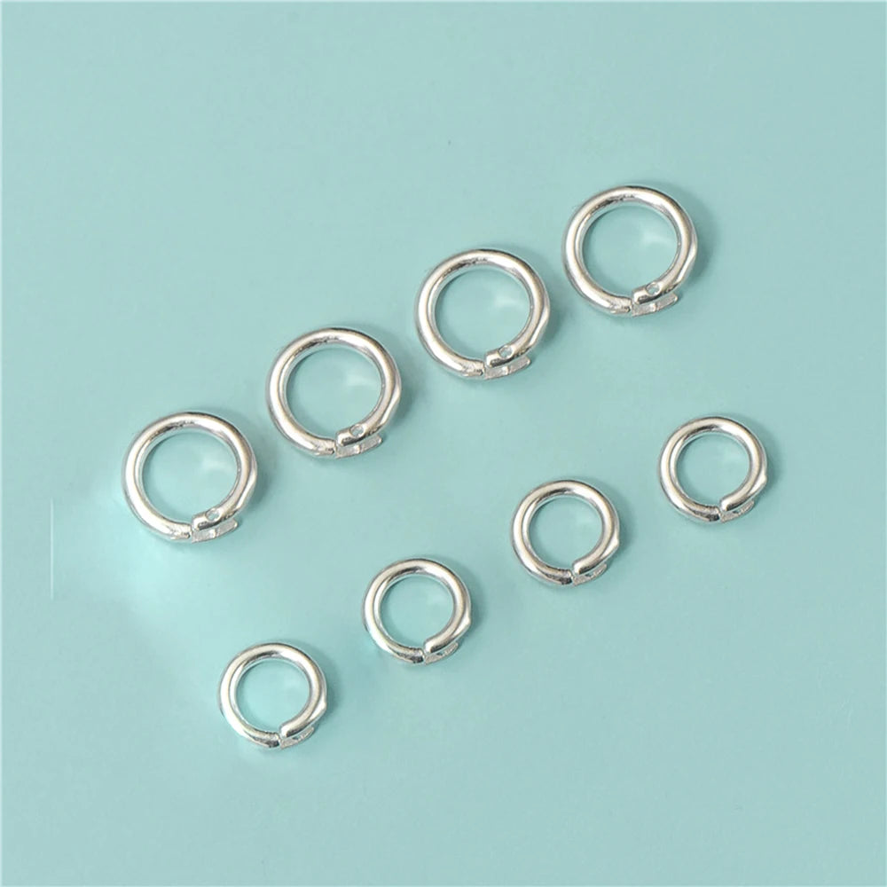 2pcs Authentic Real 925 Sterling Silver Open Jump Rings O Ring Connector for DIY Bracelet Necklace Earring Jewelry Craft Making