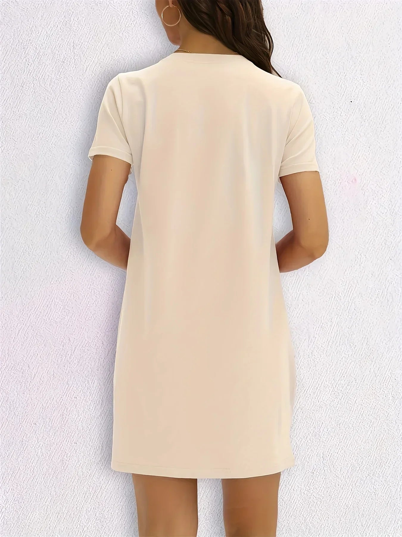 Women'S Casual Knit TShirt Dress with Heart Print Crew Neck Short Sleeve Fashionable Top Black with Colorful Flag Design