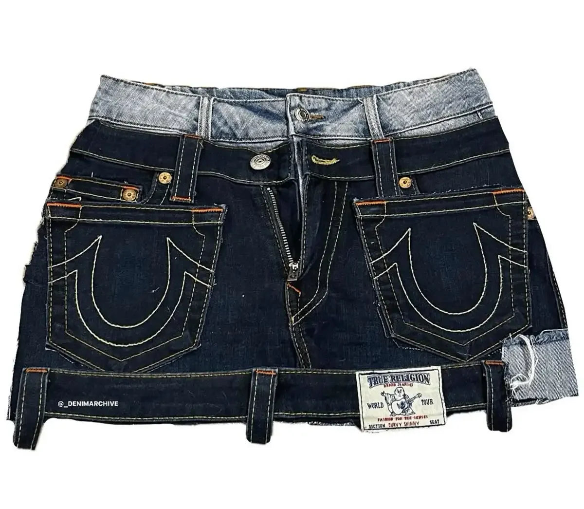 Streetwear Black Skirts Retro Goth Y2k Skirt Embroidered Pocket Patchwork with High Waist and Hip Bag Harajuku Denim Mini Skirt 1