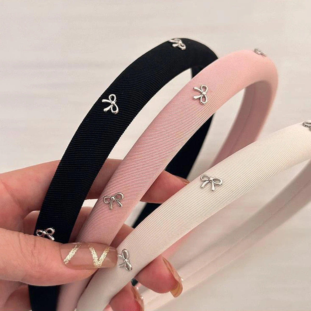 1pc/3pcs butterfly tie headband simple solid color fabric sponge head buckle headband accessory