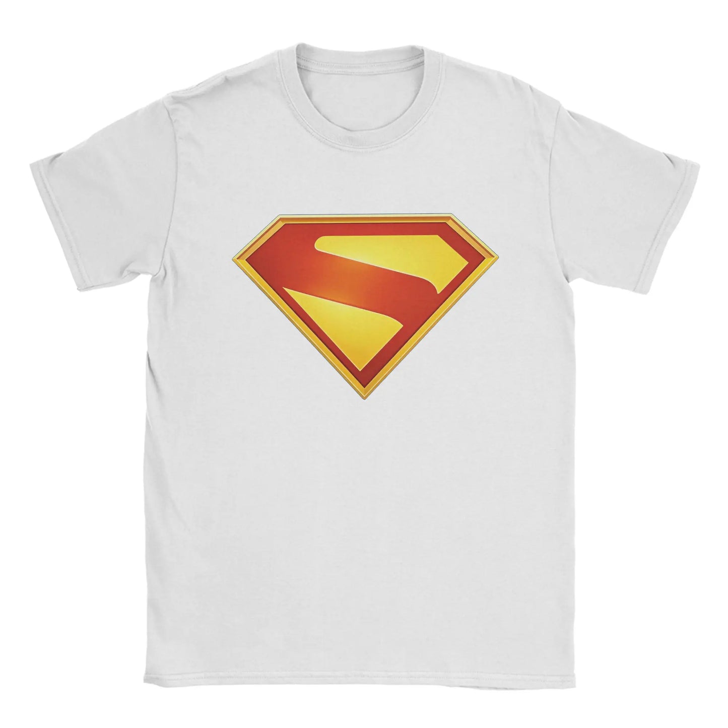 Supermans Logo Pure Cotton T-Shirt For Men's Beach Aesthetic T Shirts Round Neck Hipster Tees Oversized Custom DIY Clothes WHITE