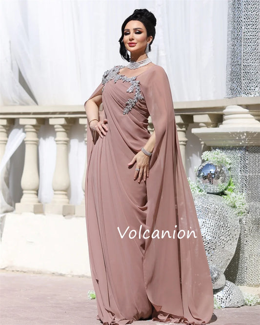 Customized Chiffon Pleat Sequined A-line Square Neck Long Dresses Bespoke Occasion Evening Formal Exquisite Badiee Stylez