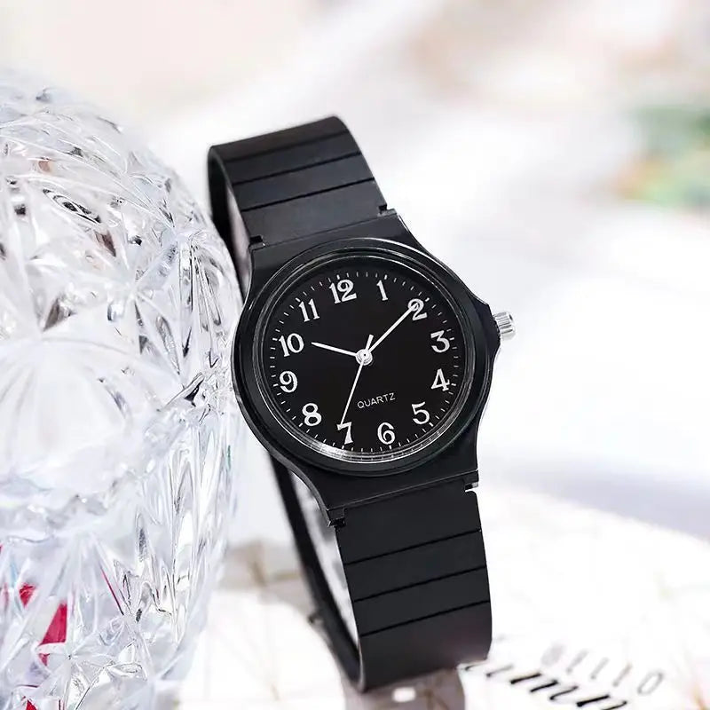 Casual Exam Watch Silicone Strap Simple Women Watch Student Ladies Quartz Wristwatch Waterproof Round Small Dial Clock for Girls