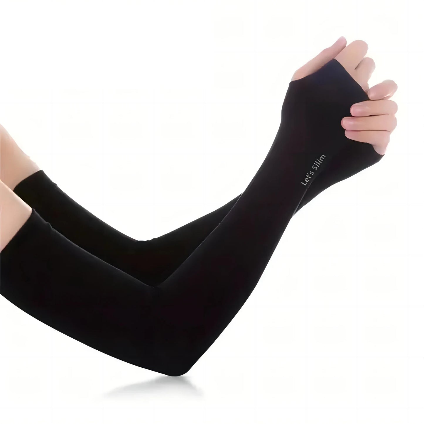 1 Pair Ice Silk Sun Protection Arm Covers Unisex Elbow Cover Outdoor Cycling Running Fishing Driving Cool Anti-UV Arm Sleeves You zhi hei