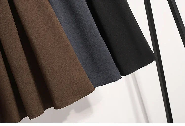 2025 Solid Color Versatile Medium Length Skirt Pleated Plus Size A-Line Maxi Gown Cover Hip Spring Summer New Half-length Skirt