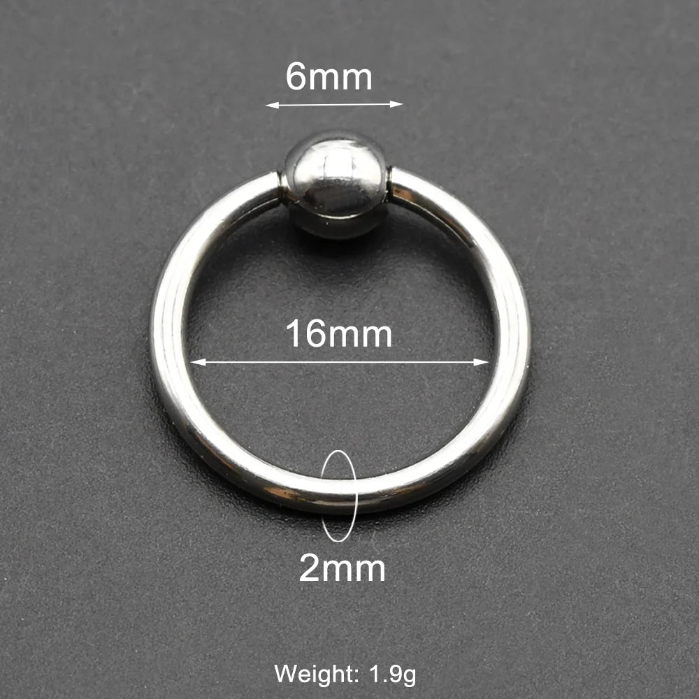 1Pc Large Gauges Stainless Steel CAPTIVE SPRING BEAD RING for Septum Piercing BCR Nose Ring Hoop Expander Earlobe Earrings 00G 2x16-6mm 1 Piece