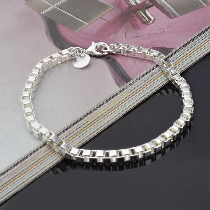 New High quality 925 Sterling Silver 4MM Women Men chain Male Twisted Rope Bracelets Fashion Silver Jewelry HZ4MM